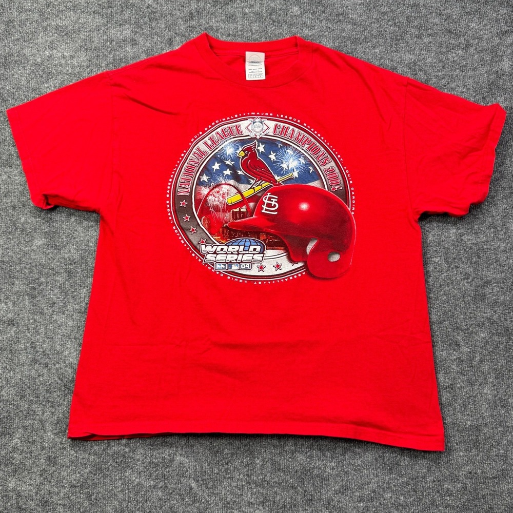 2004 World Series St Louis Cardinals Delta Pro Weight T Shirt Mens L Red